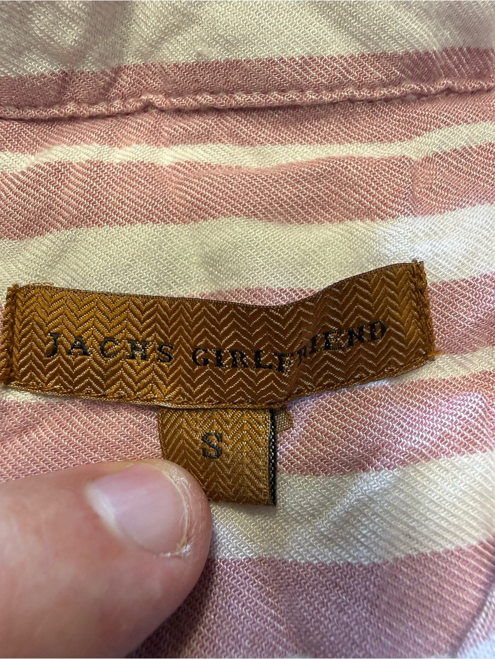 JACHS Girlfriend Pink and White Striped Casual Button-Down Shirt - Picture 2 of 4
